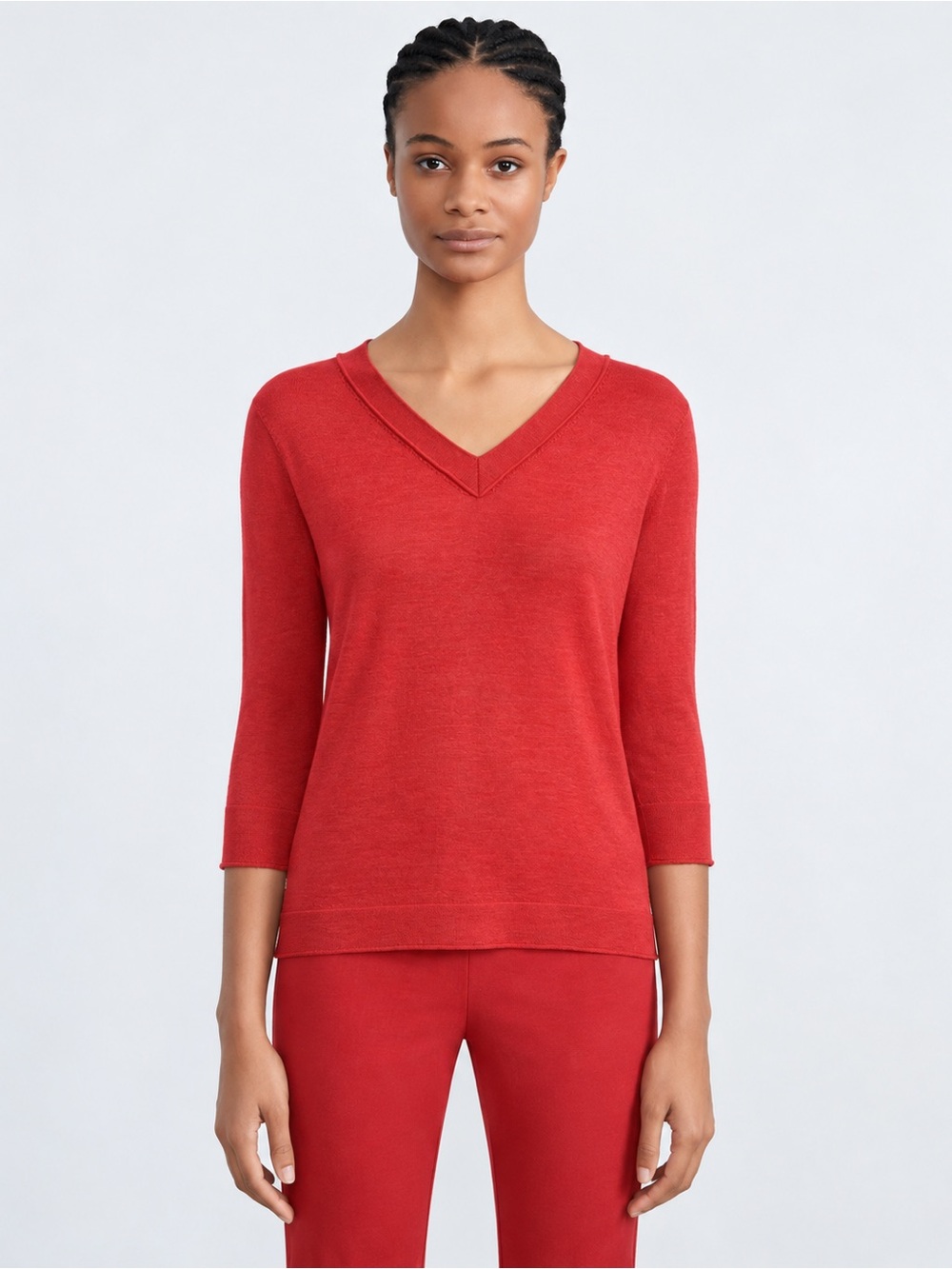 Lafayette 148 New York FINE GAUGE CASHMERE V-NECK SWEATER